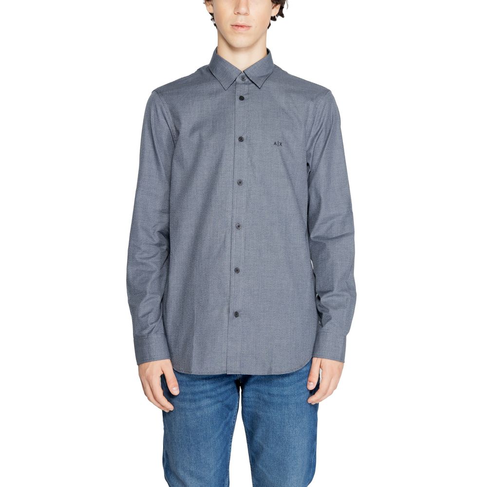 Armani Exchange Blue Cotton Shirt for Elevated Style