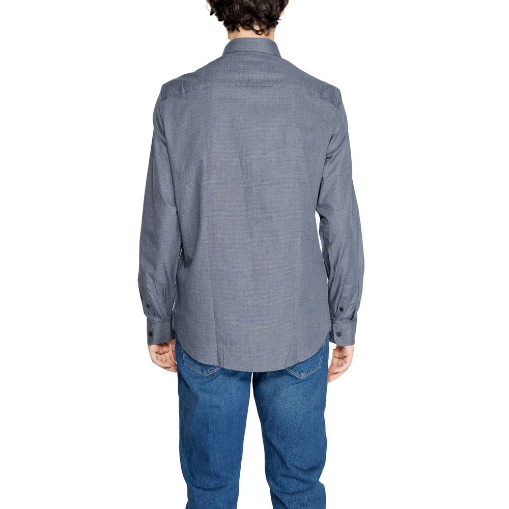 Armani Exchange Blue Cotton Shirt for Elevated Style