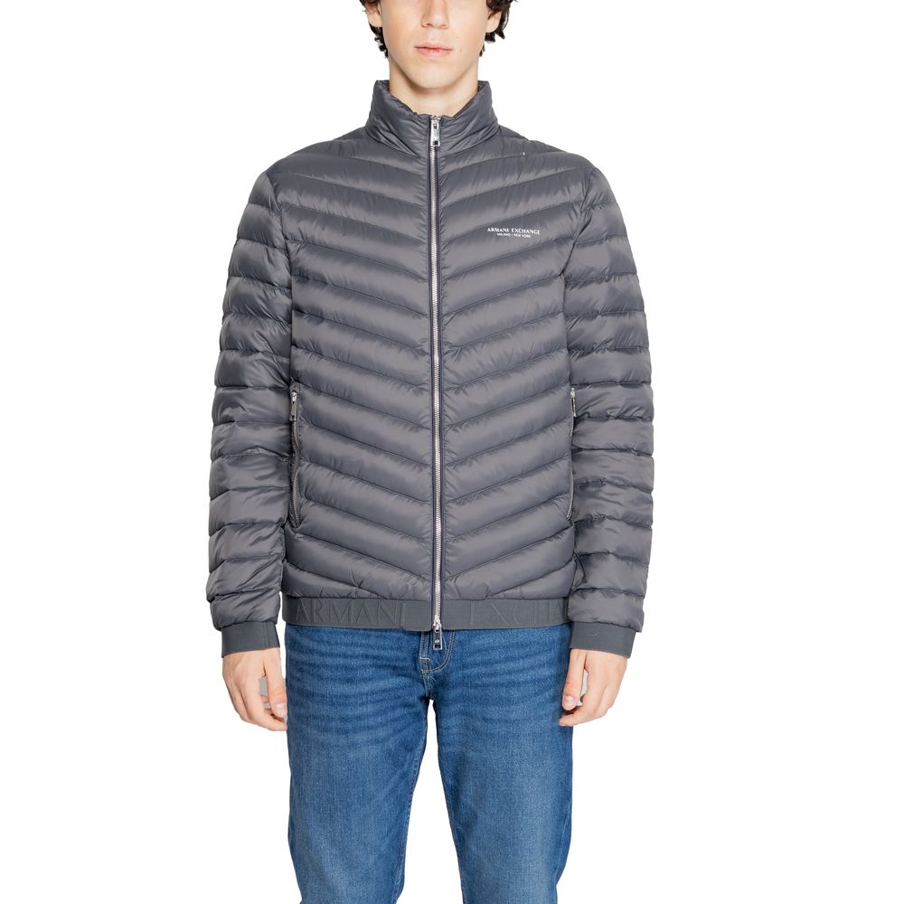 Armani Exchange Gray Wool Jacket with Modern Sophistication