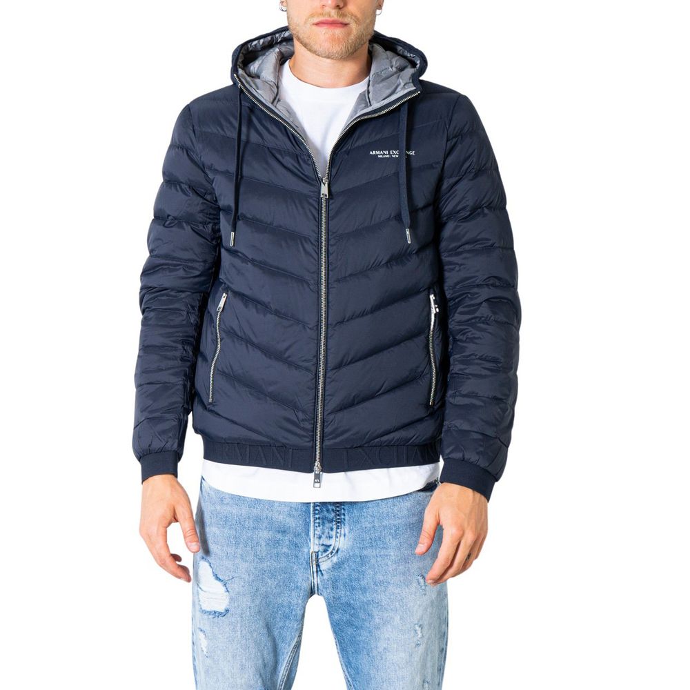 Armani Exchange Blue Cotton Jacket for Effortless Sophistication