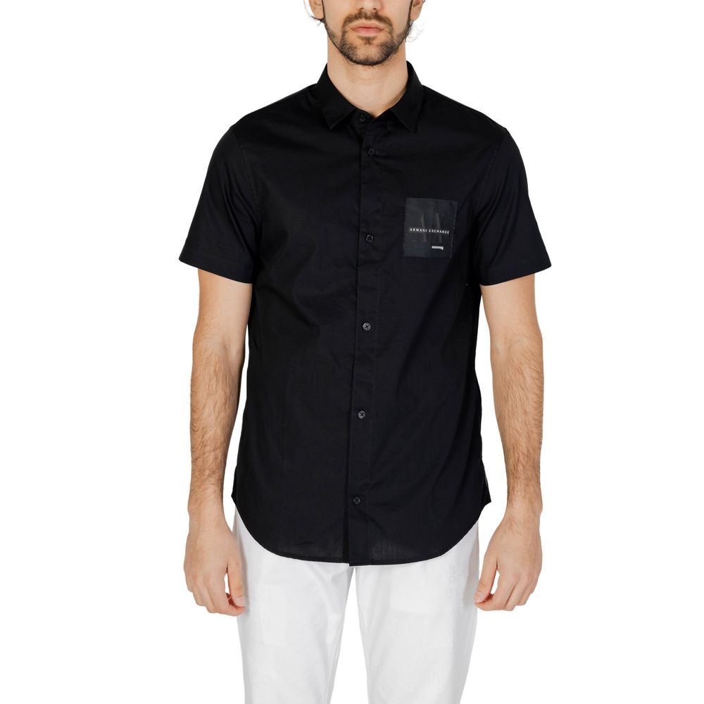 Armani Exchange Black Cotton Shirt for Effortless Sophistication