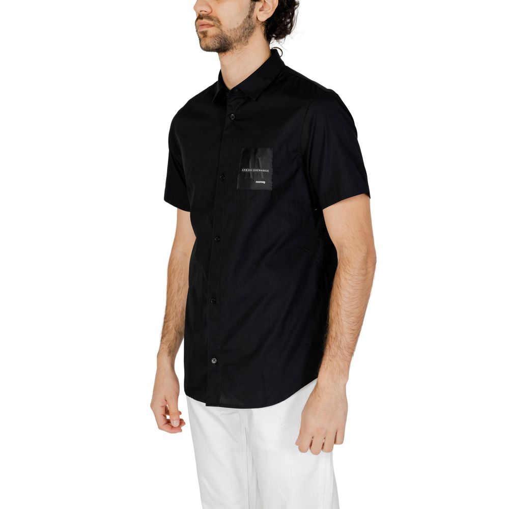 Armani Exchange Black Cotton Shirt for Effortless Sophistication
