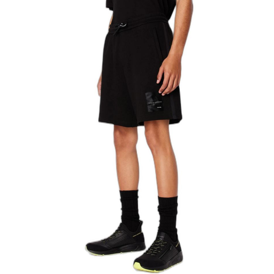 Armani Exchange Black Cotton Shorts for Modern Elegance