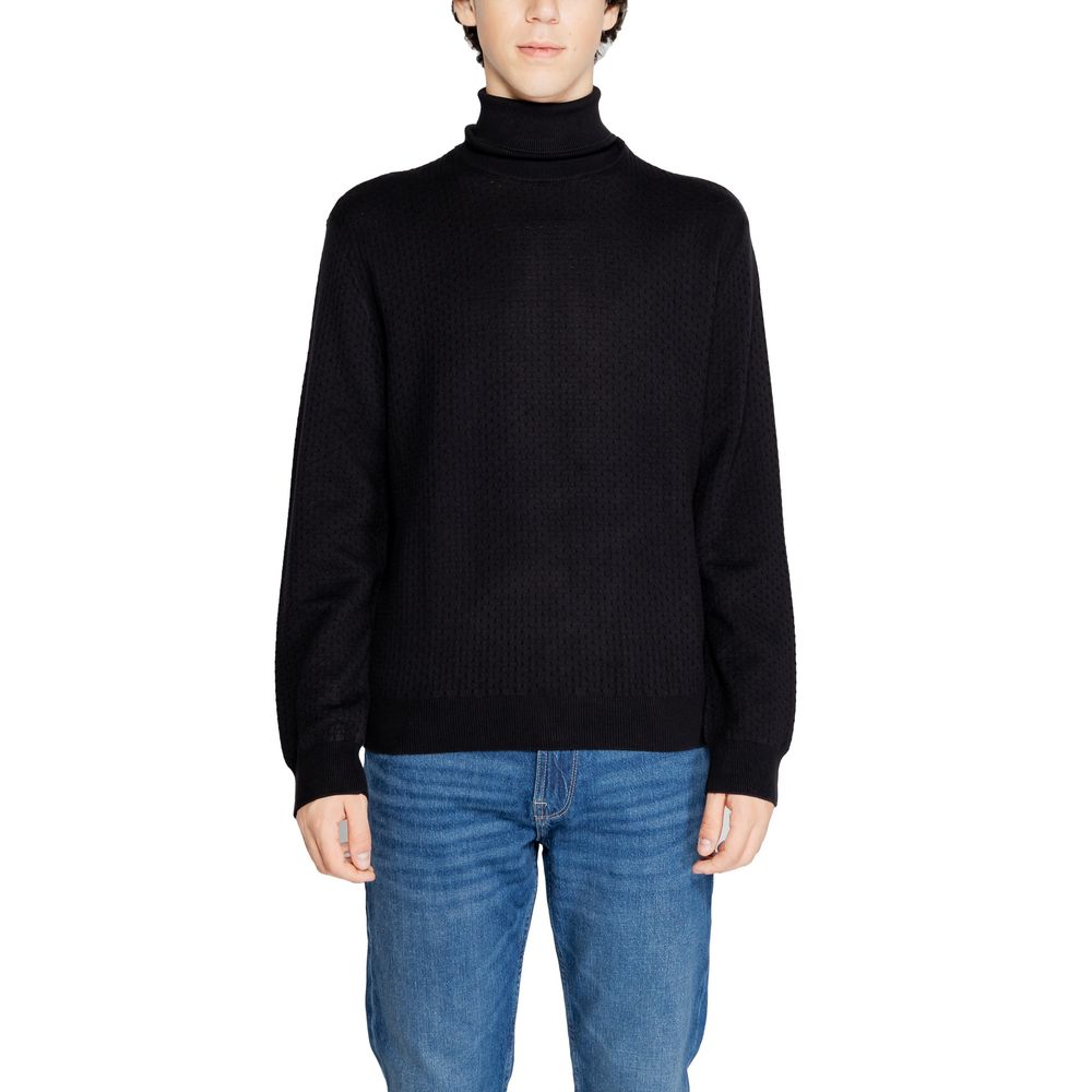 Armani Exchange Black Cotton Sweater for Elevated Style
