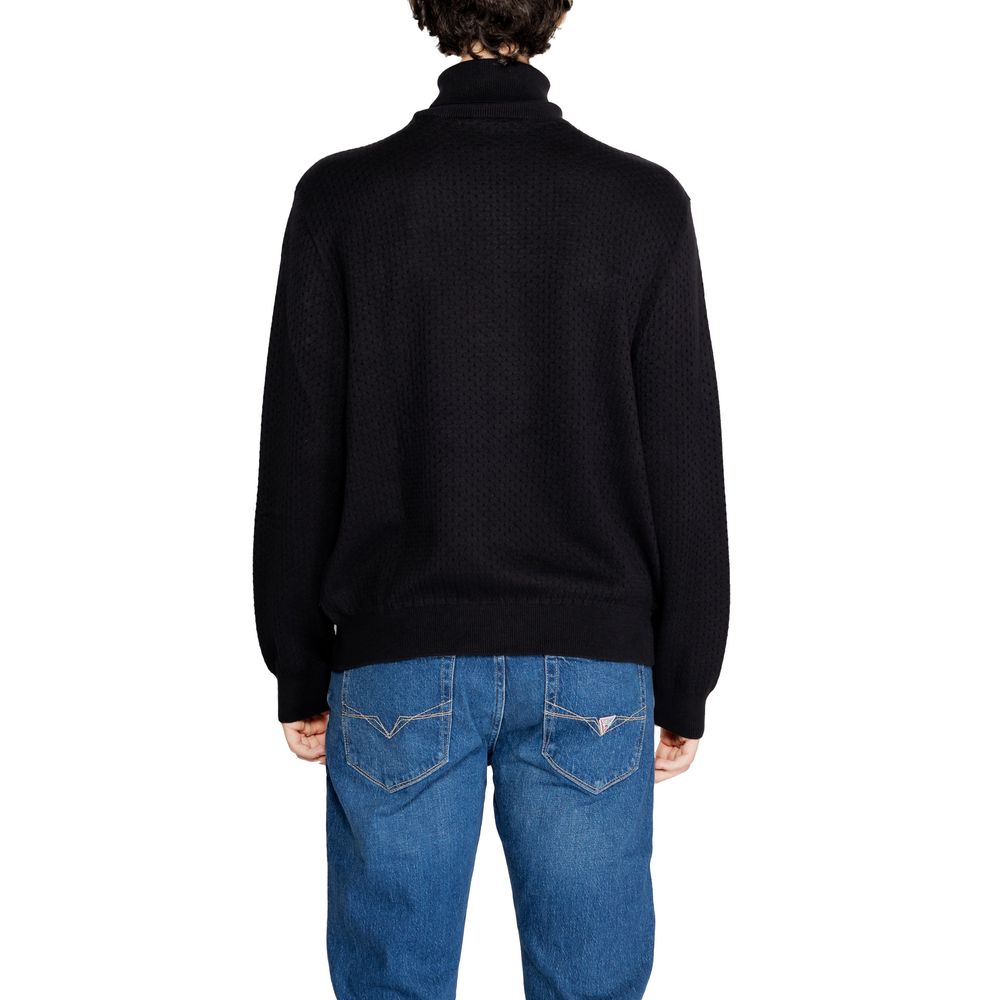 Armani Exchange Black Cotton Sweater for Elevated Style