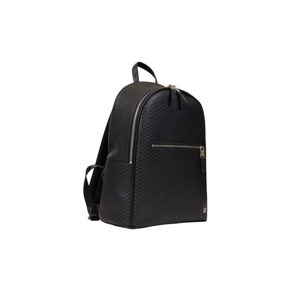 Armani Exchange Black Canvas Backpack for Modern Sophistication