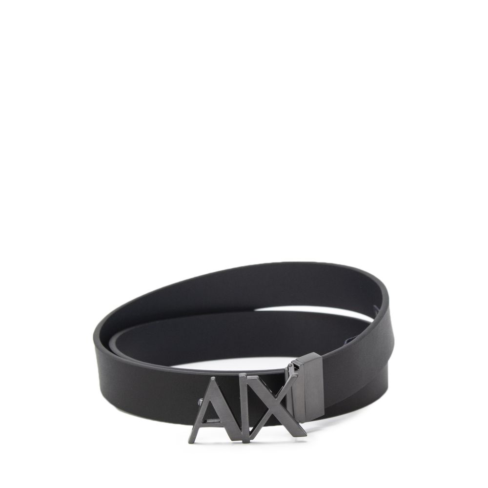 Armani Exchange Black Leather Belt for Timeless Elegance