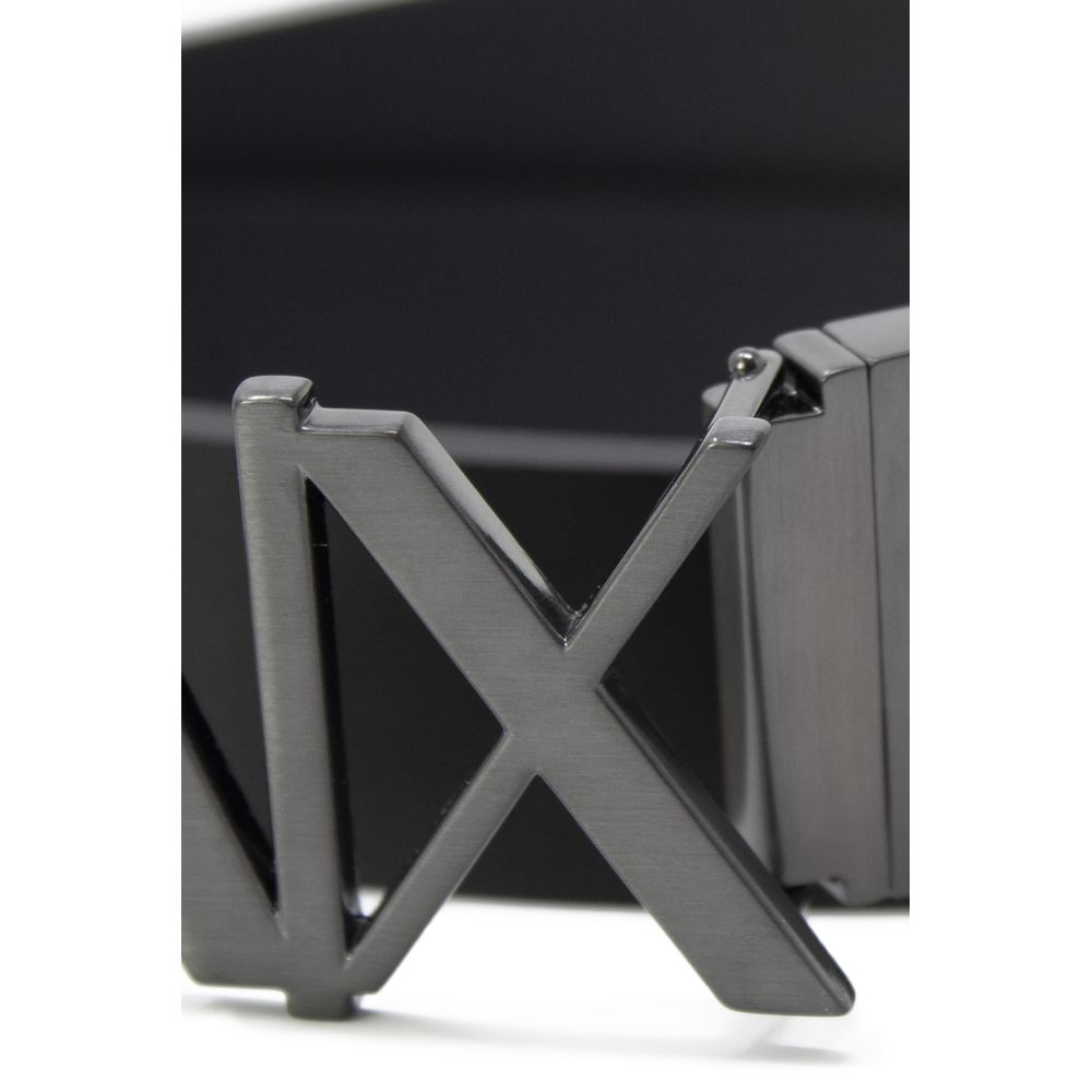 Armani Exchange Black Leather Belt for Timeless Elegance