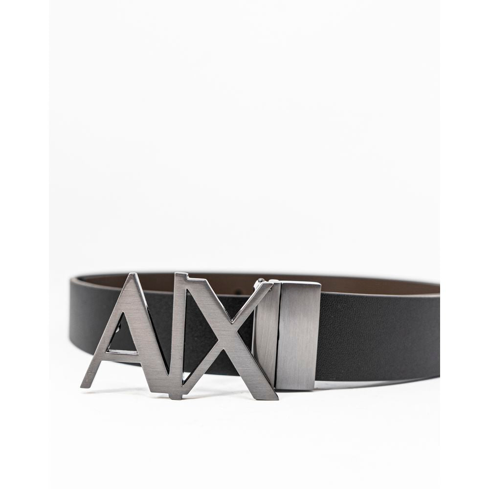 Armani Exchange Black Leather Belt for Timeless Elegance