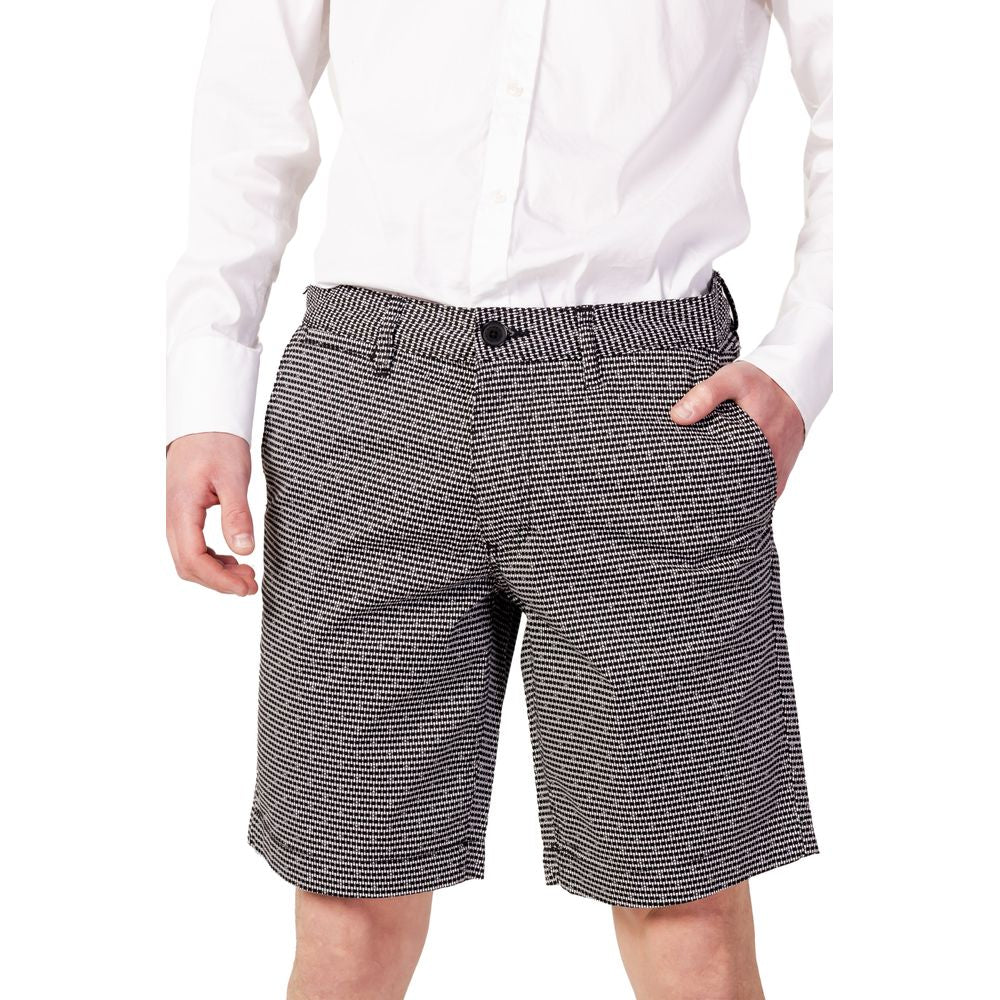 Armani Exchange Black And White Cotton Shorts for Effortless Style
