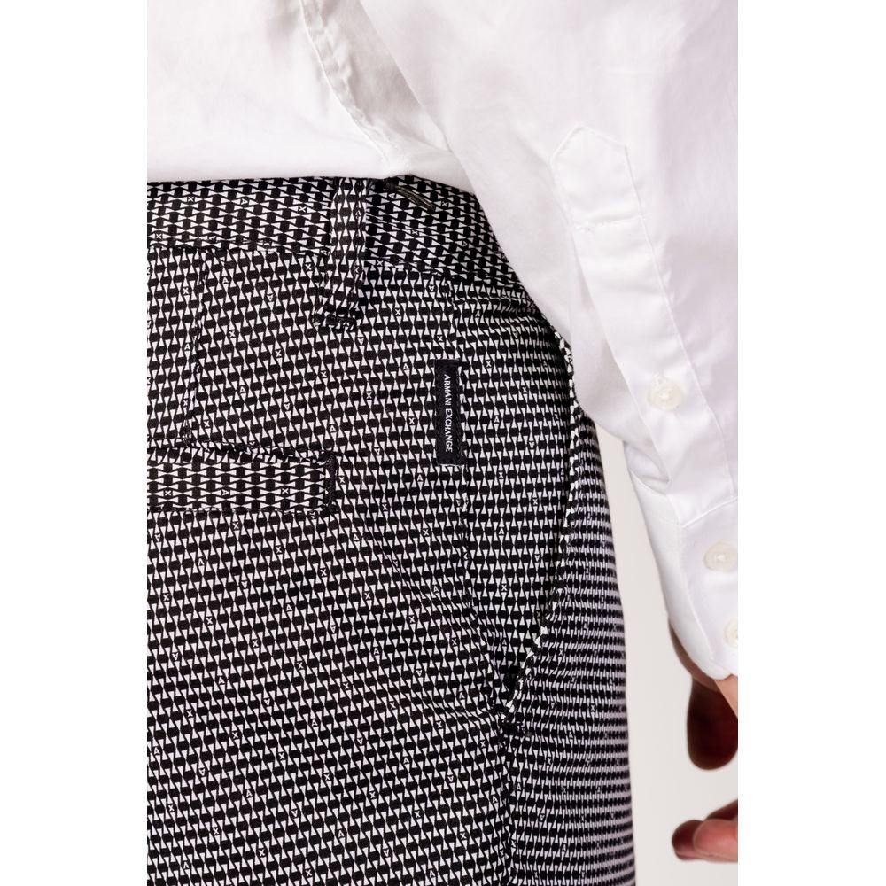 Armani Exchange Black And White Cotton Shorts for Effortless Style