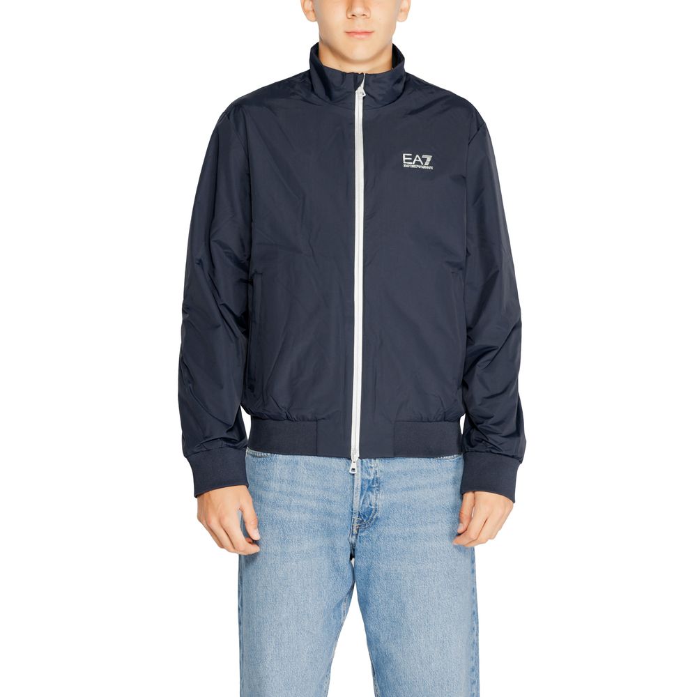 EA7 Emporio Armani Blue Cotton Jacket for Sophisticated Style