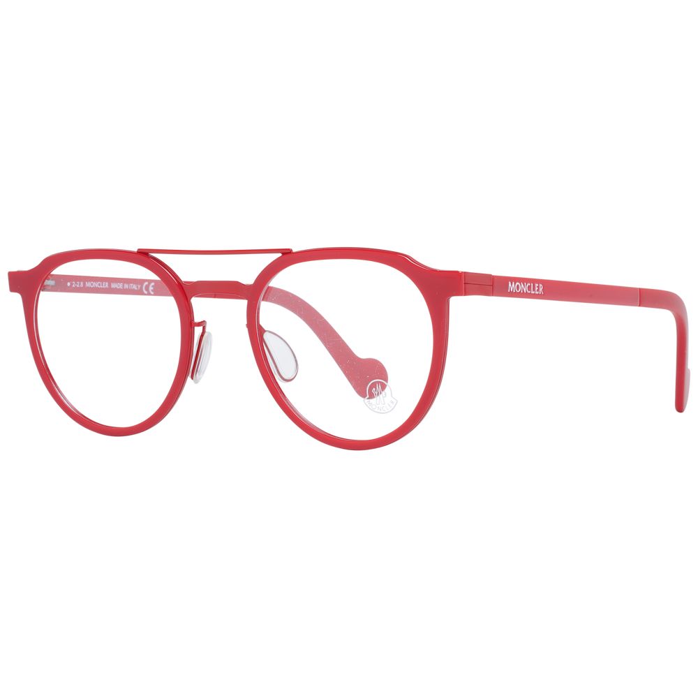 Moncler Red Metal Optical Frames for Elevated Style