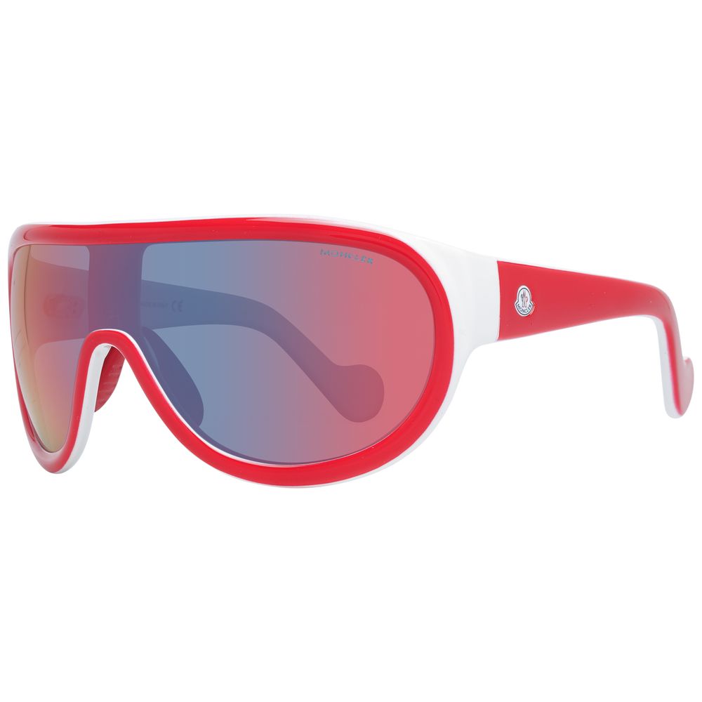 Moncler Red Acetate Sunglasses with Mirrored Grey Lenses