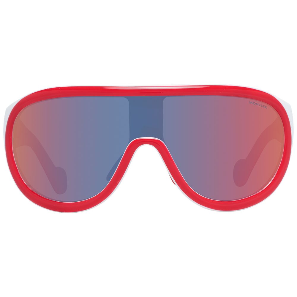 Moncler Red Acetate Sunglasses with Mirrored Grey Lenses