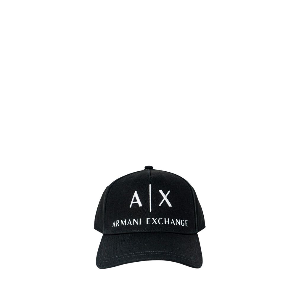 Armani Exchange Black Cotton Cap for Elevated Style