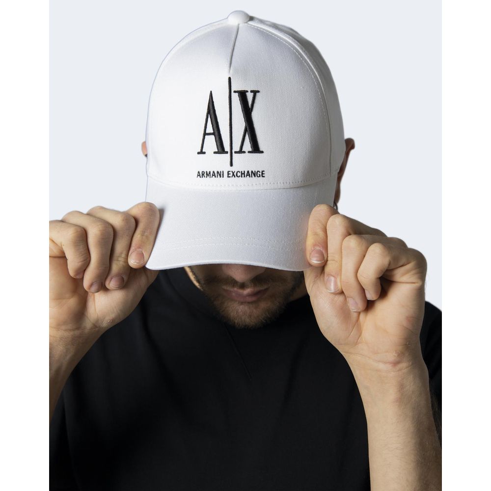 Armani Exchange White Cotton Cap for Timeless Elegance