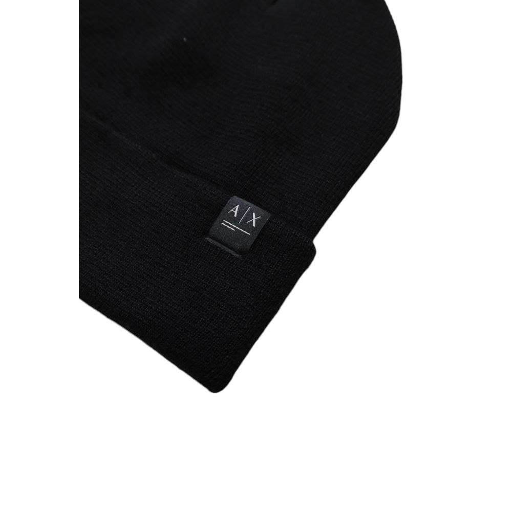 Armani Exchange Black Cotton Cap for Elevated Style
