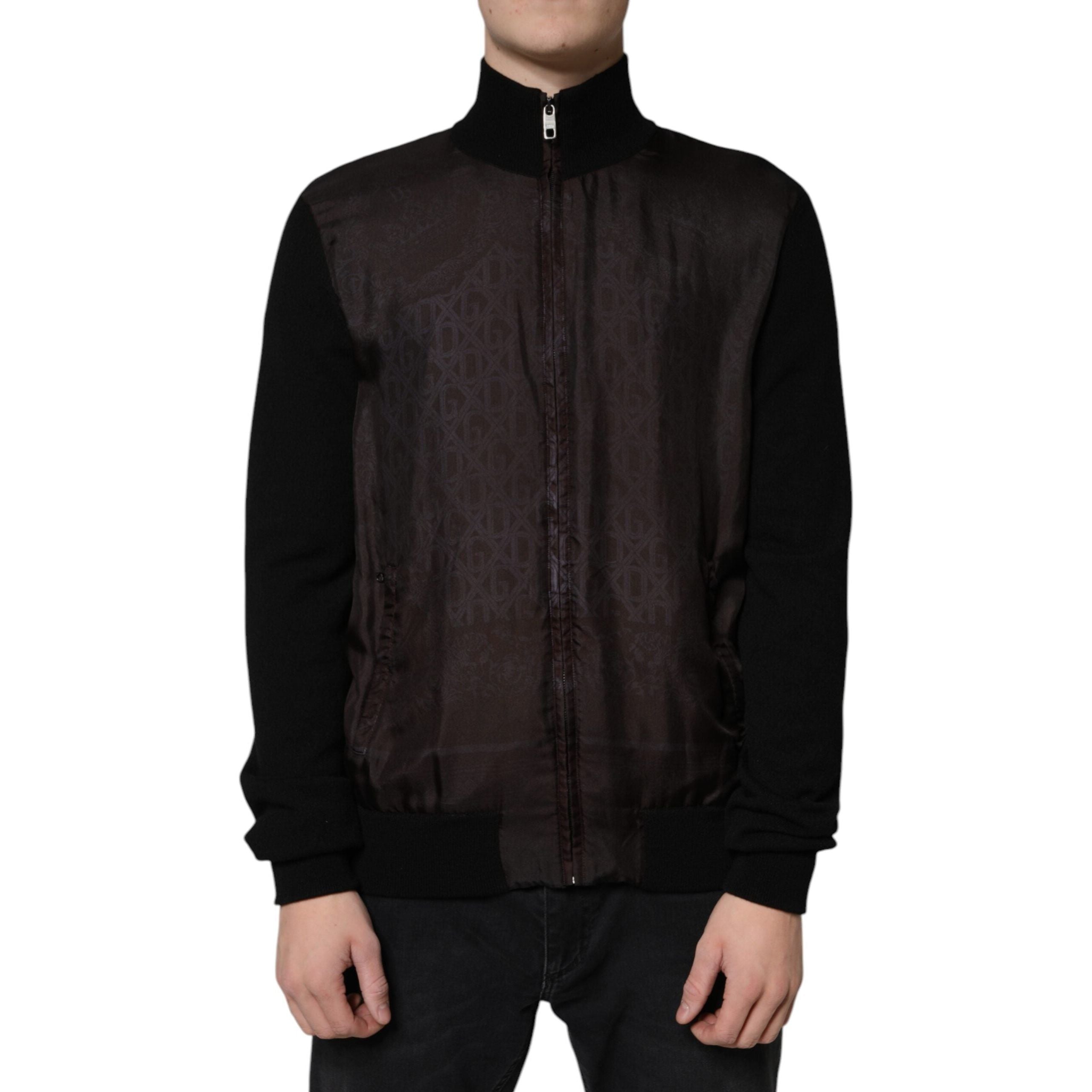 Dolce & Gabbana Black Cashmere Silk Bomber Jacket