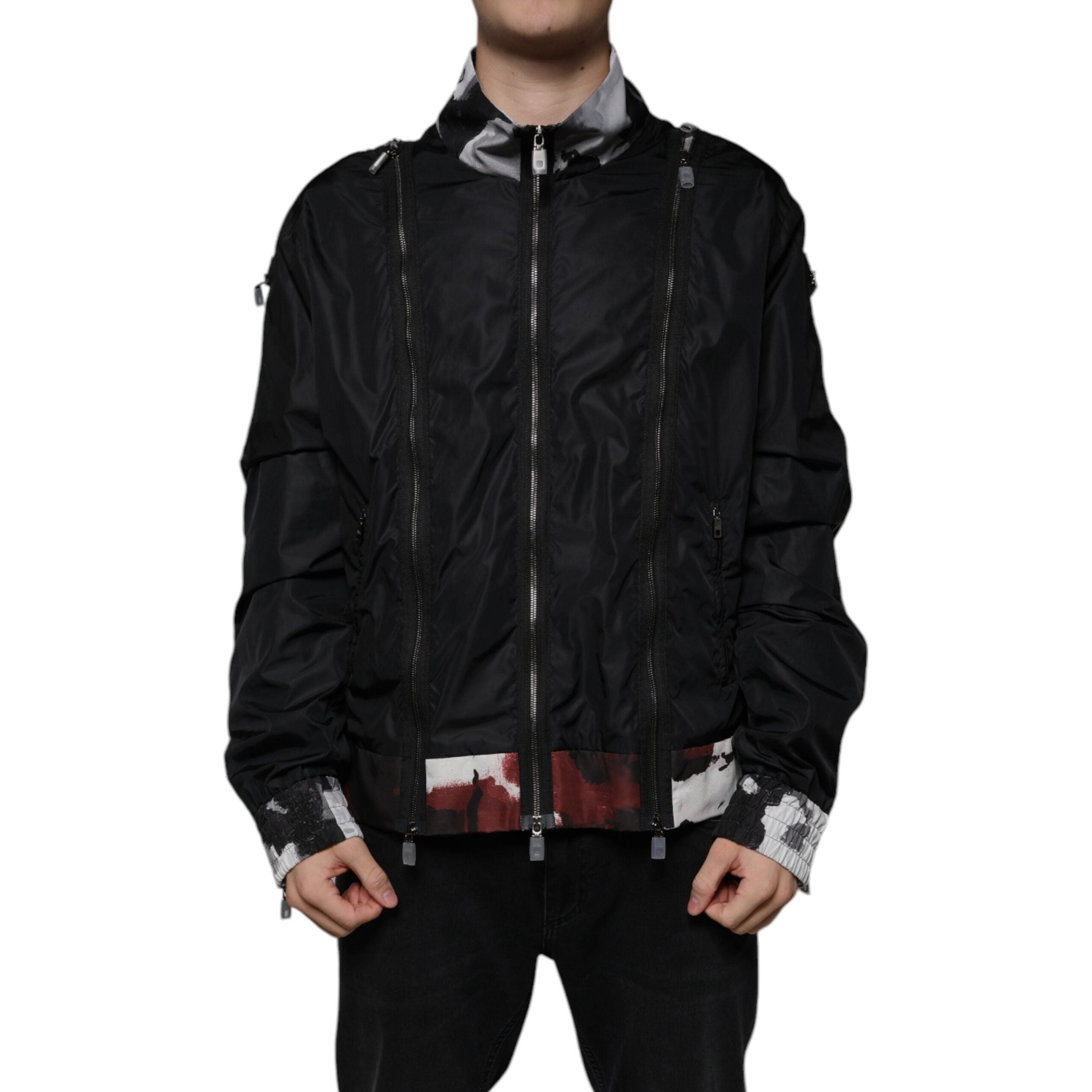 Dolce & Gabbana Black Nylon Full Zip Bomber Jacket