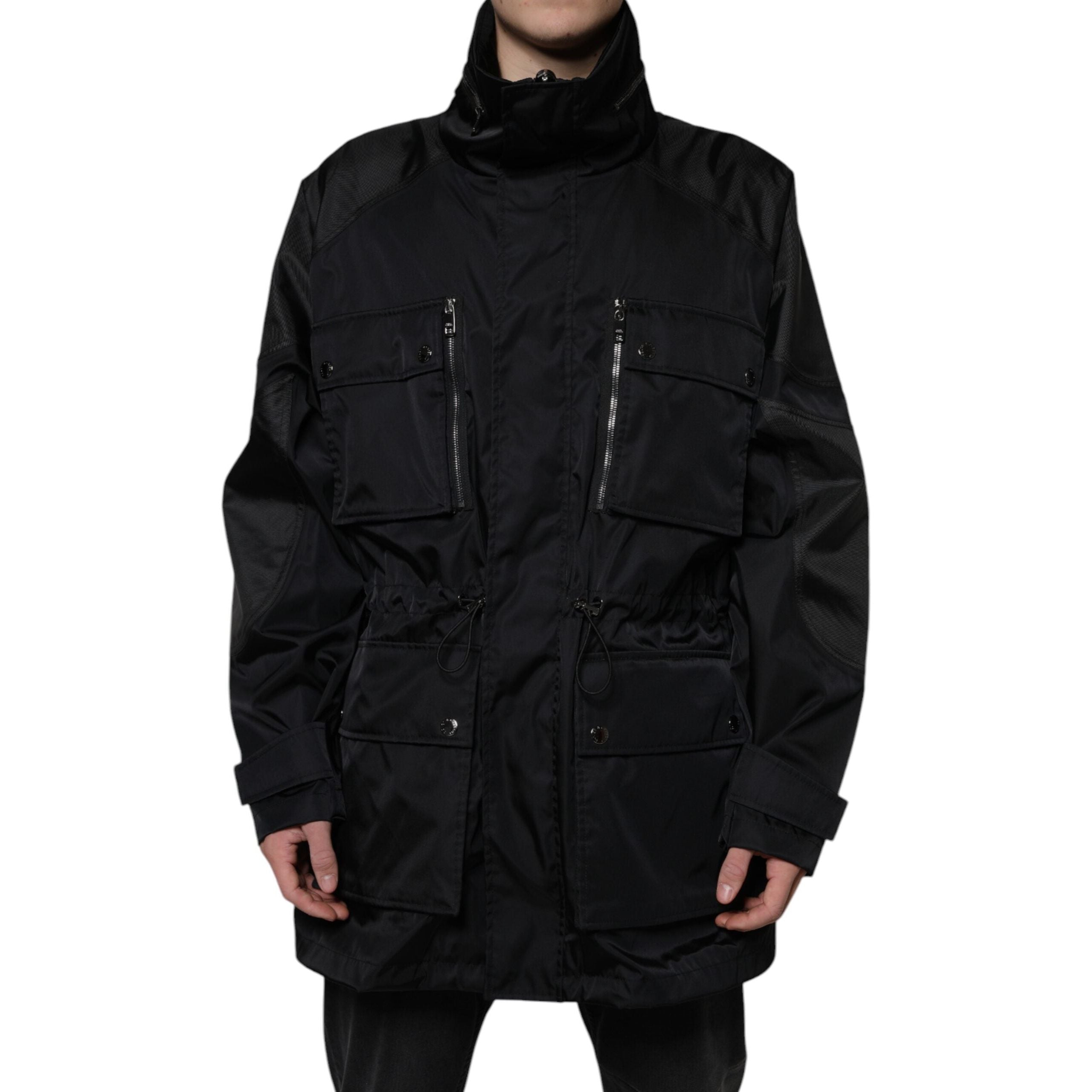 Dolce & Gabbana Black Nylon Winter Parka Coat Jacket