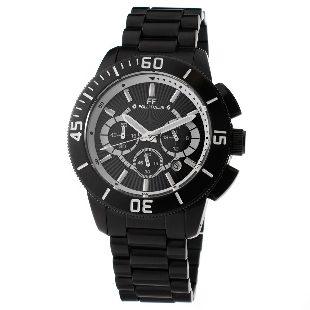 Folli Follie Black Stainless Steel Watch Timeless Elegance
