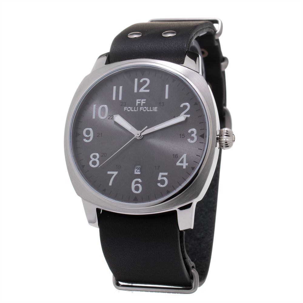 Folli Follie Black Leather Watch with Elegant Design