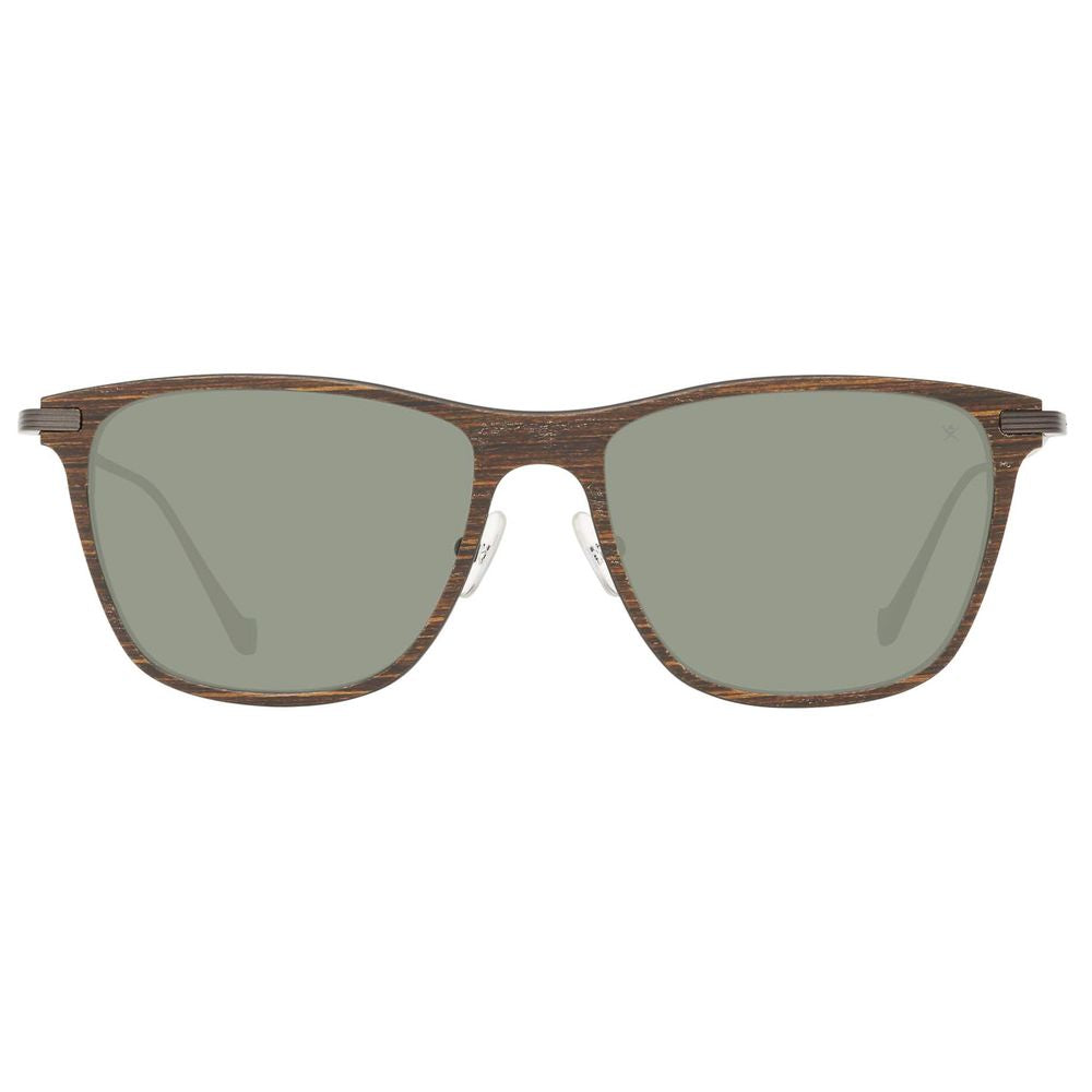 Hackett Brown Wood And Metal Sunglasses - Timeless Elegance