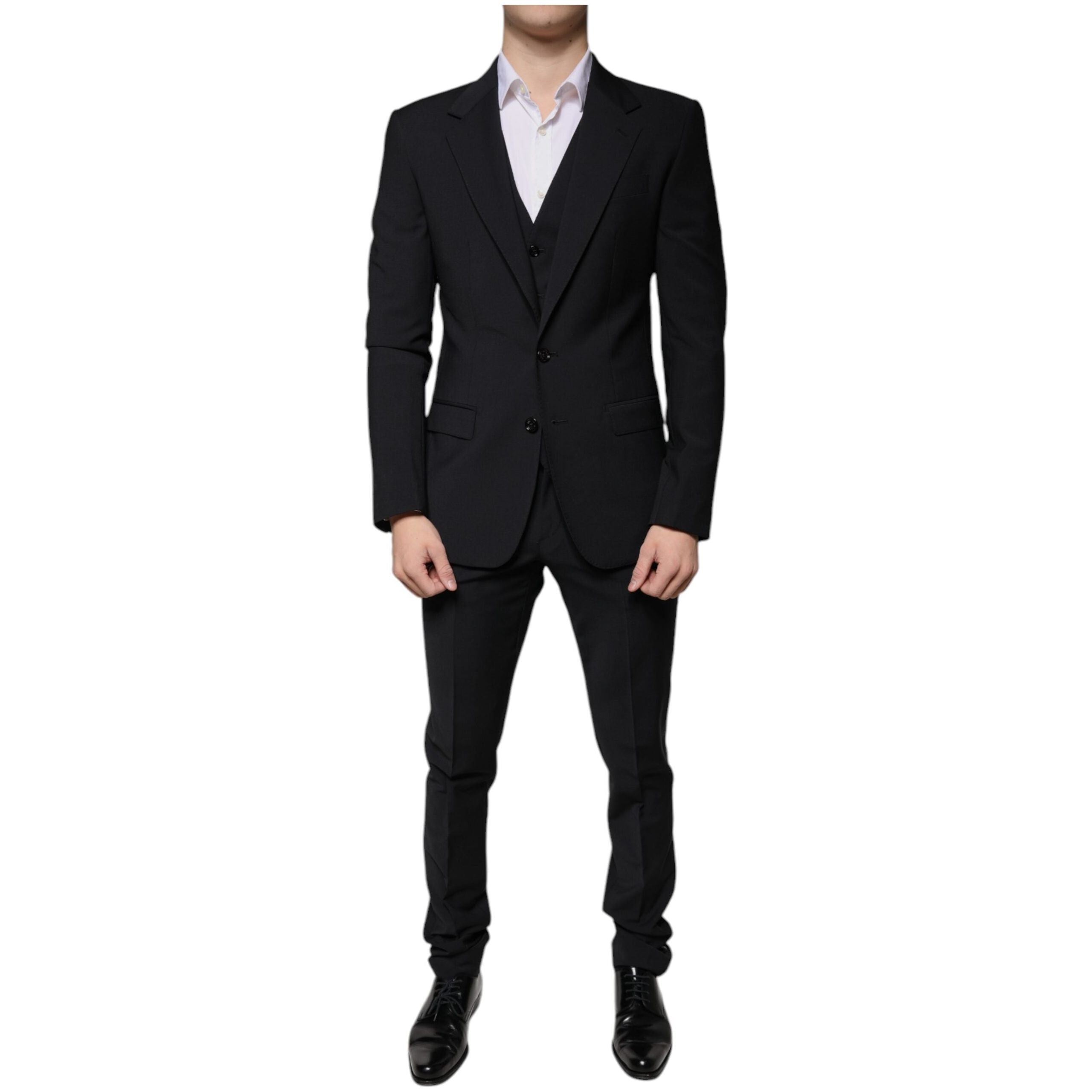 Dolce & Gabbana Black Wool MARTINI Formal 3 Piece Suit