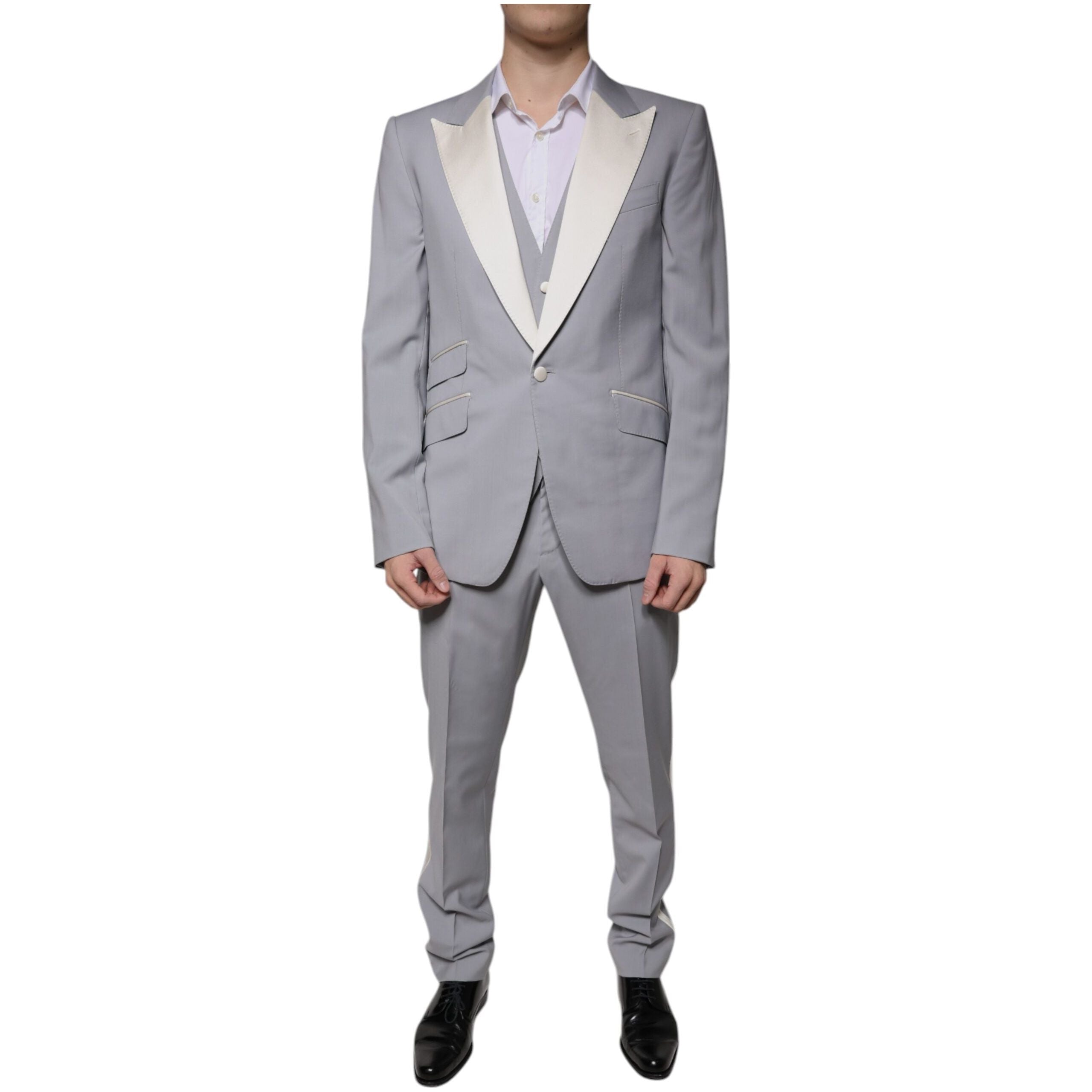 Dolce & Gabbana Gray Wool 3 Piece Slim Fit Formal Suit