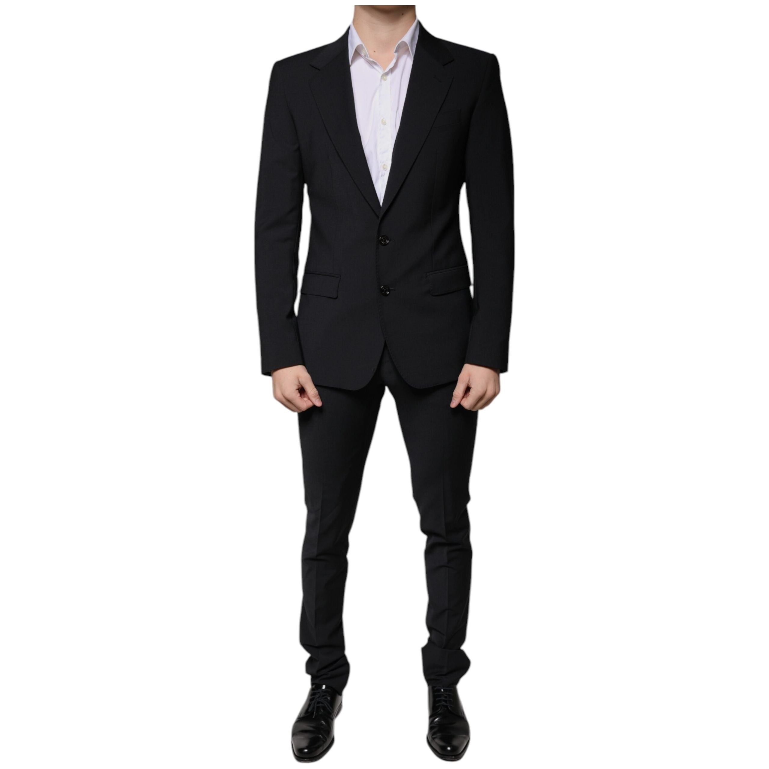 Dolce & Gabbana Black Wool 3 Piece Slim Fit Formal Suit