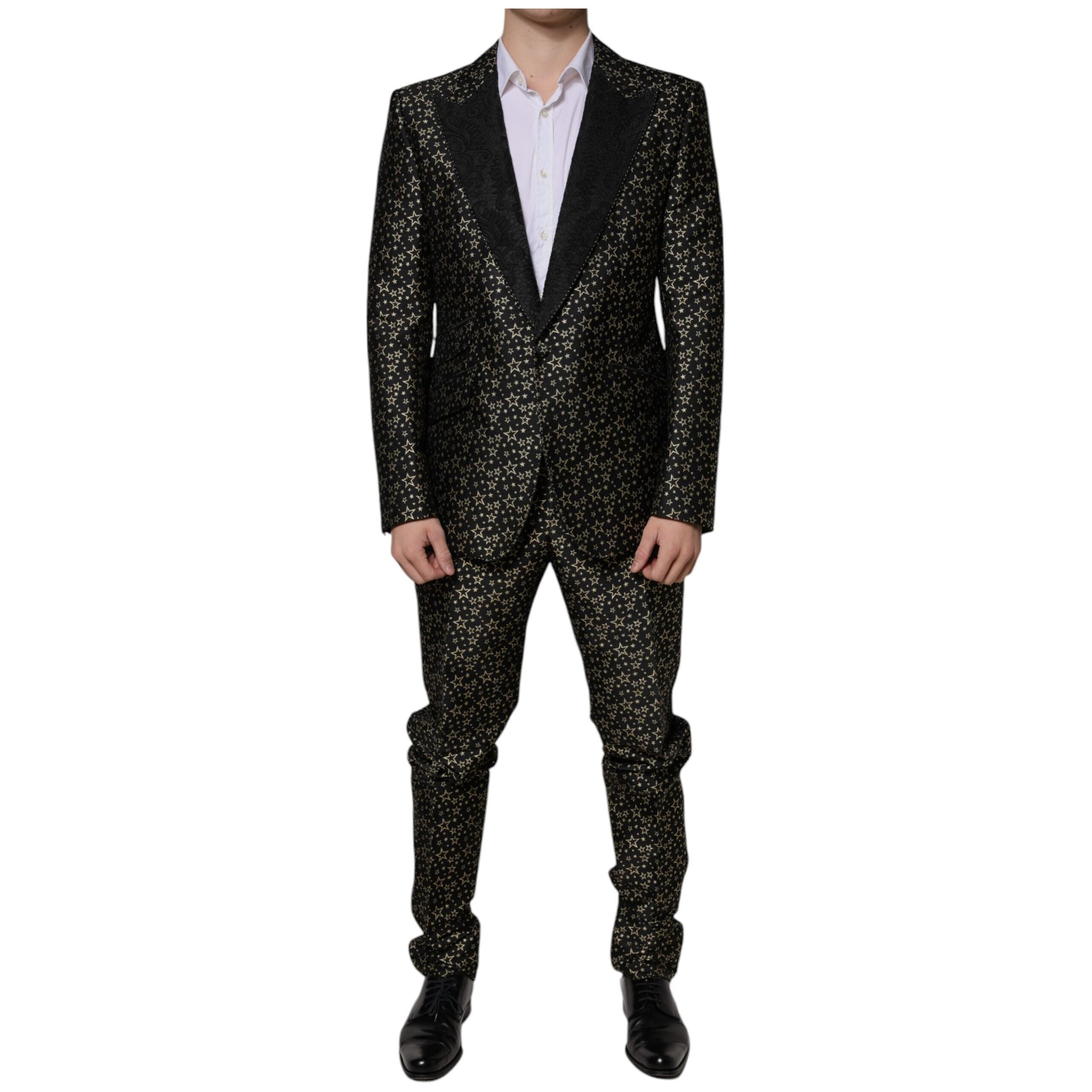 Dolce & Gabbana Black Jacquard 2 Piece Suit