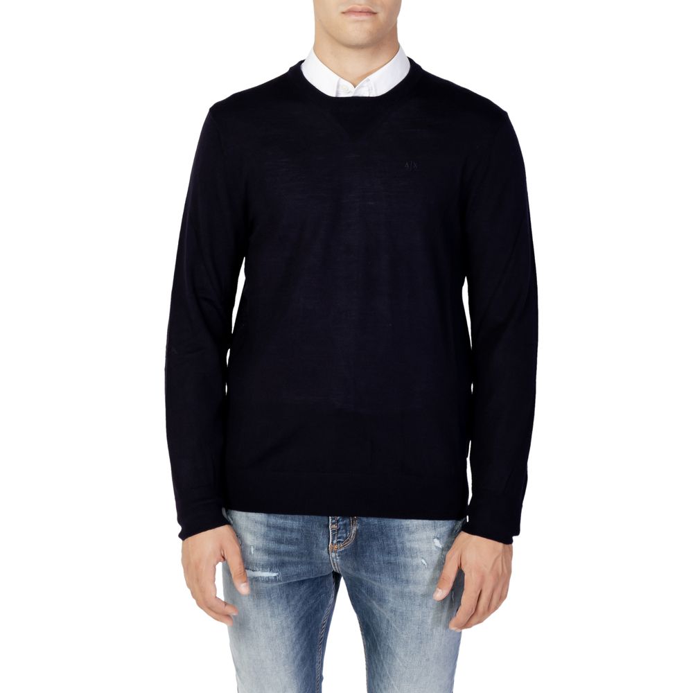 Armani Exchange Blue Wool T-Shirt for Effortless Elegance