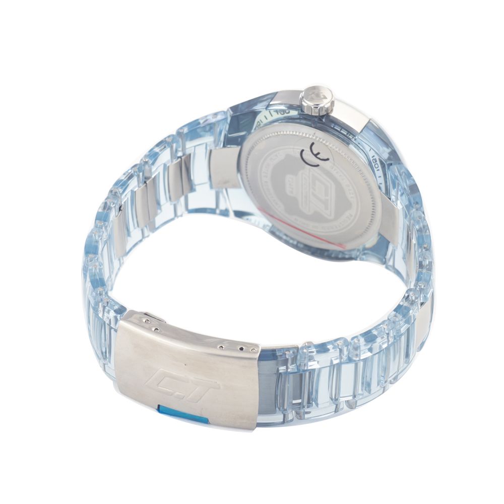Chronotech Transparent Polycarbonate Watch Blue Analog Dial