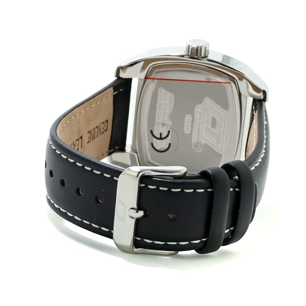 Chronotech Black Leather Watch for Timeless Elegance