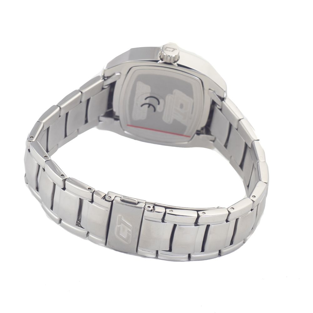 Chronotech Silver Stainless Steel Watch with Blue Dial