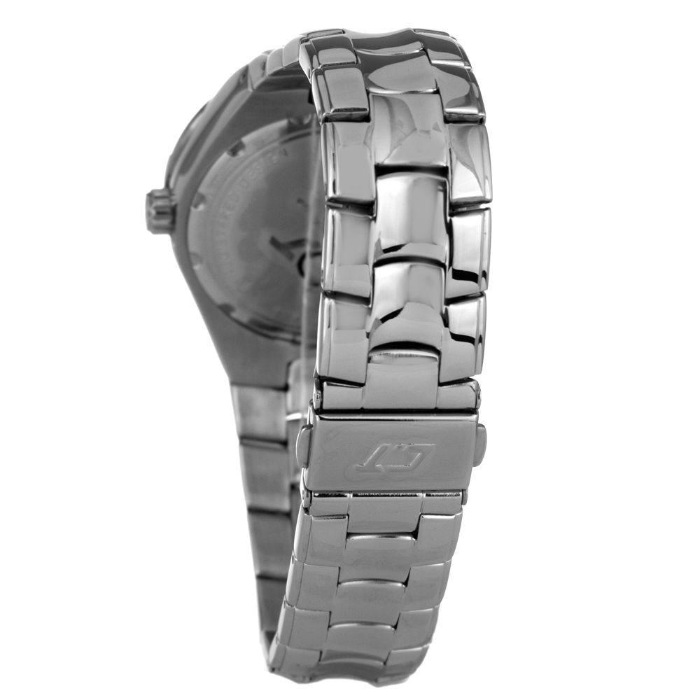 Chronotech Silver Steel Watch with Striking Blue Dial