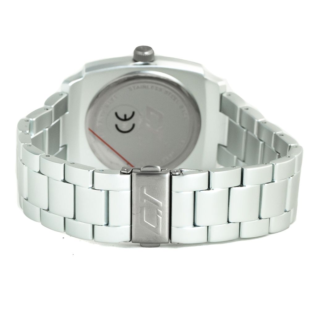Chronotech Silver Stainless Steel Watch with Red Dial
