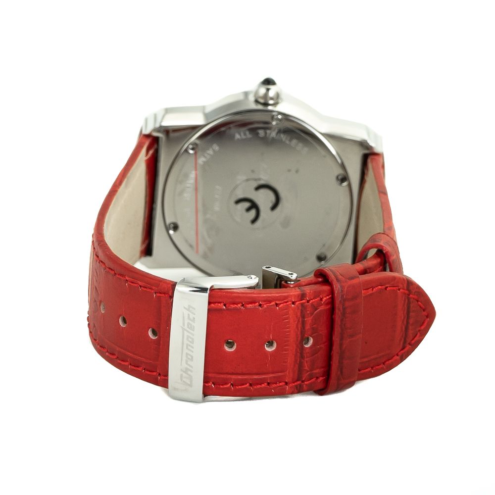 Chronotech Red Leather Watch for Sophisticated Style