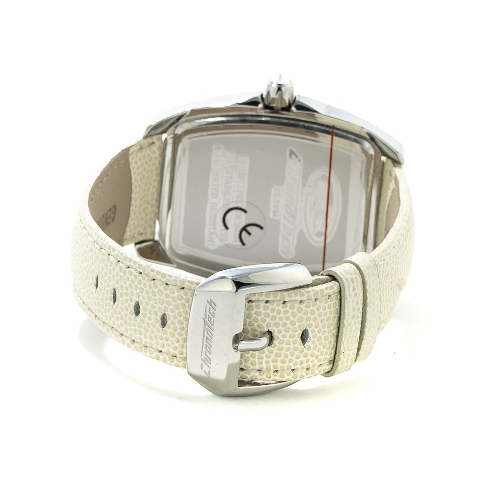 Chronotech White Leather Watch for Timeless Elegance