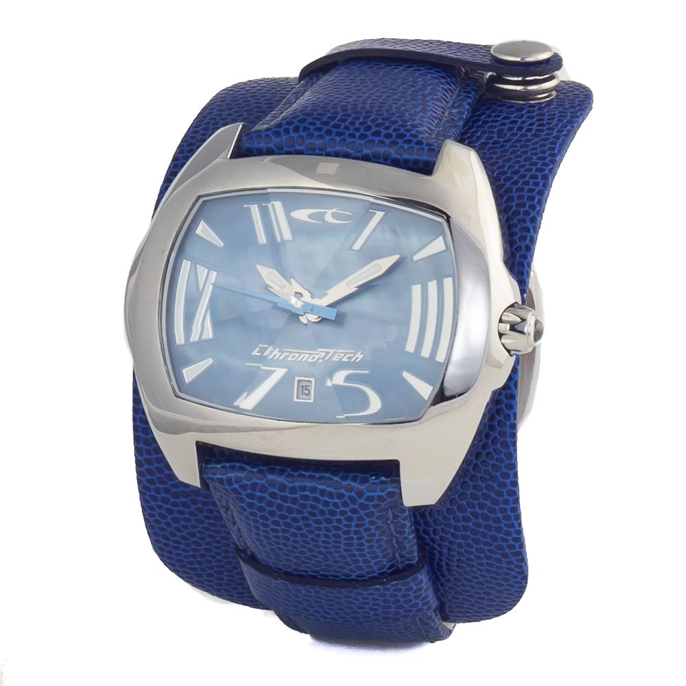 Chronotech Blue Leather Watch for Timeless Elegance