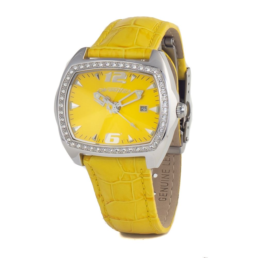 Chronotech Yellow Leather Watch - Modern Luxury Statement