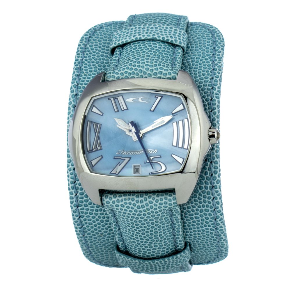 Chronotech Green Leather Watch with Elegant Design