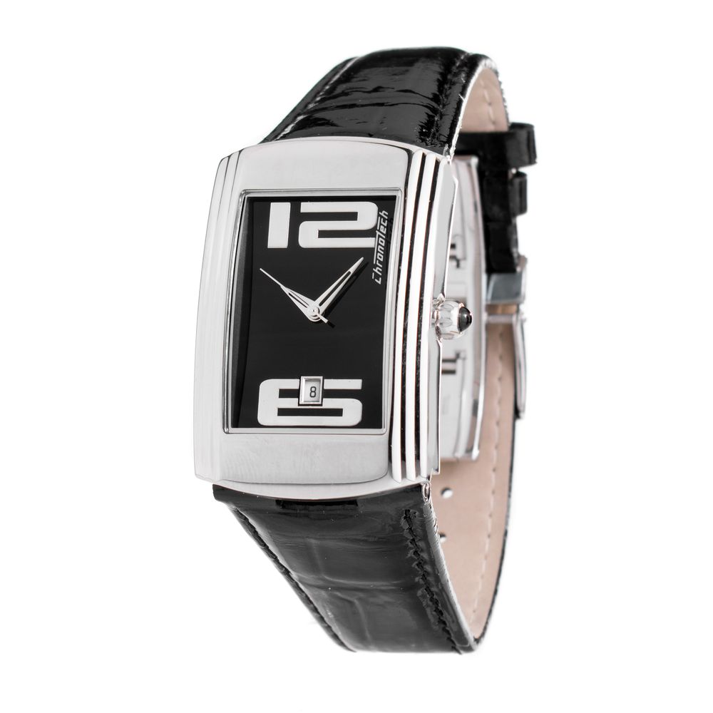Chronotech Black Leather Watch - Timeless Elegance Redefined