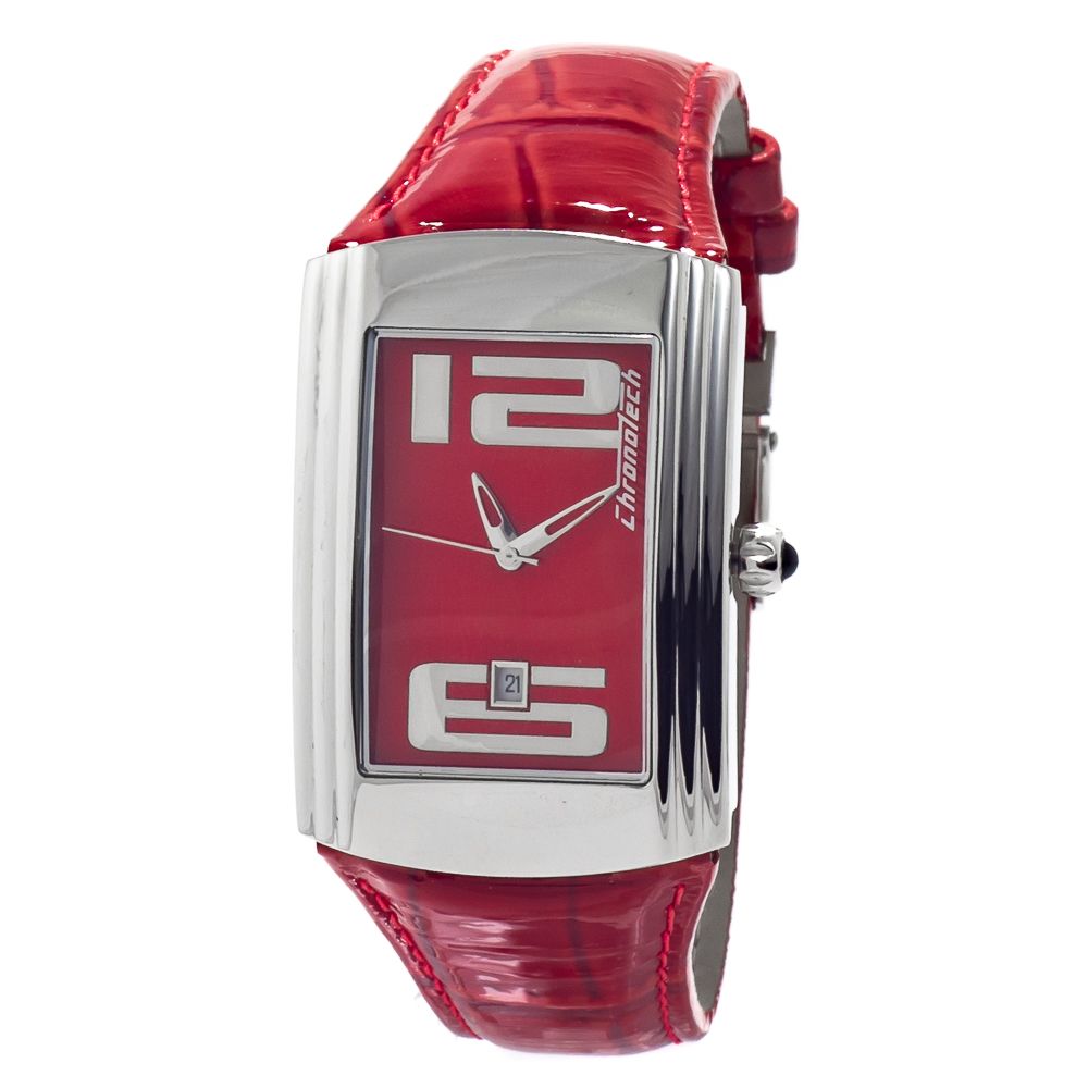 Chronotech Red Leather Watch: A Statement of Elegance