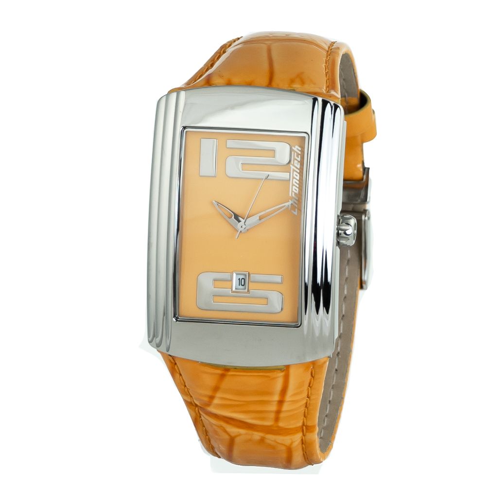 Chronotech Orange Leather Watch: Bold Elegance Redefined