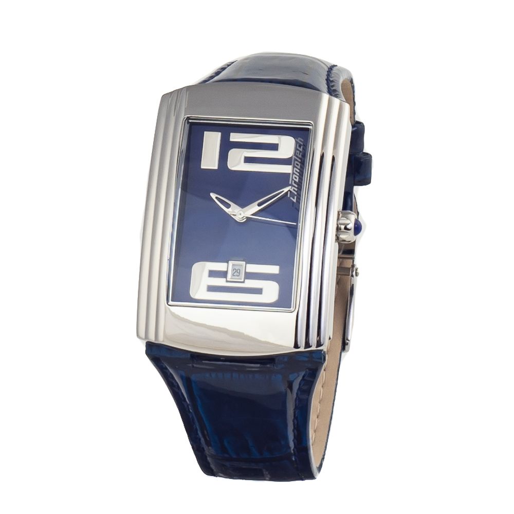 Chronotech Blue Leather Watch for Timeless Elegance