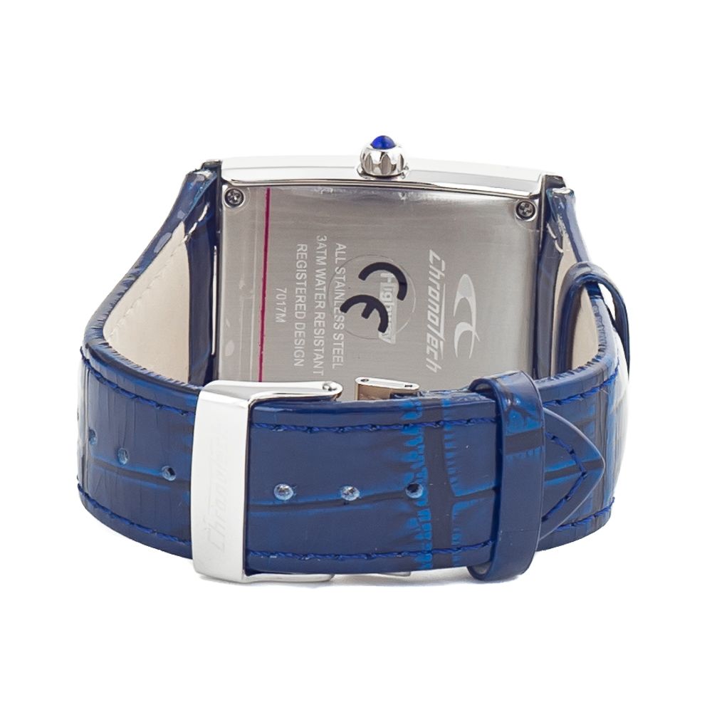 Chronotech Blue Leather Watch for Timeless Elegance