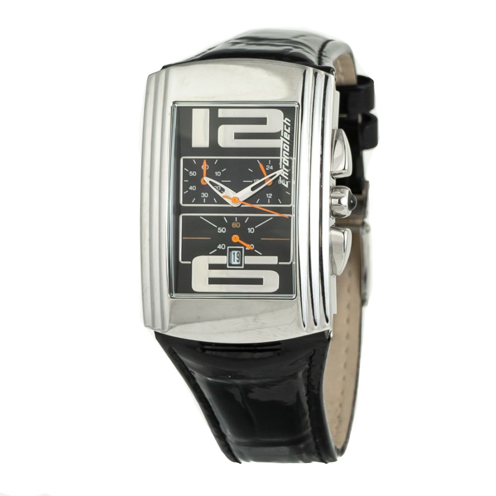 Chronotech Black Leather Watch: Timeless Elegance Redefined
