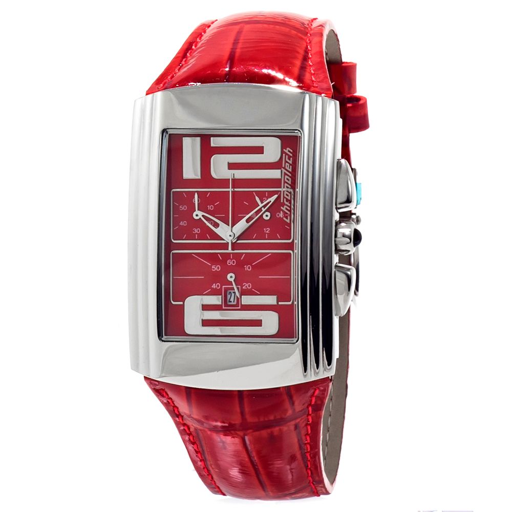 Chronotech Red Leather Watch - A Statement of Elegance